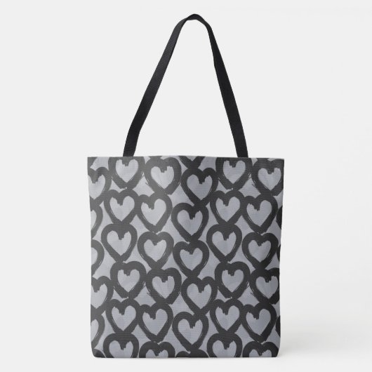 Zwart-wit Valentijnsdag patroon Tote Bag (Voorkant)