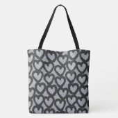 Zwart-wit Valentijnsdag patroon Tote Bag (Achterkant)