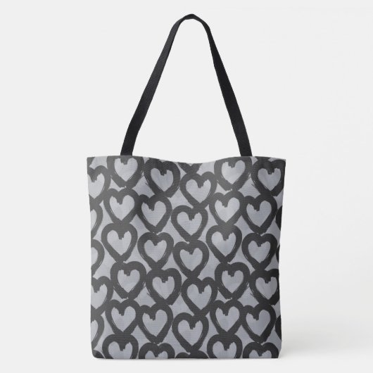 Zwart-wit Valentijnsdag patroon Tote Bag (Achterkant)