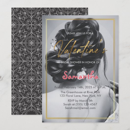 Zwart-wit Valentijnsdag Vrijgezellenfeest Party Kaart (Voorkant / Achterkant)