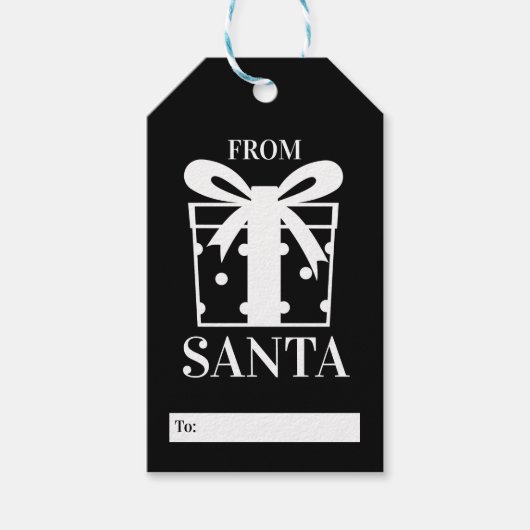 Zwart-wit Van Santa Cadeaulabel (Voorkant)