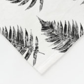 Zwart-wit Varen Blad Print Patroon Fleece Deken (Hoek)