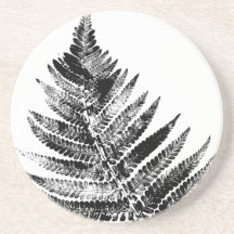 Zwart-wit Varen Blad Print Rond