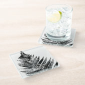 Zwart-wit Varen Leaf Print Glazen Onderzetter (Schuin)
