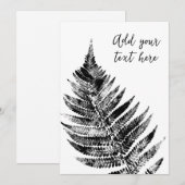 Zwart-wit Varen Leaf Print Kaart (Voorkant / Achterkant)