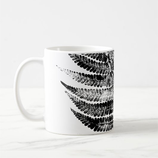 Zwart-wit Varen Leaf Print Koffiemok (Links)
