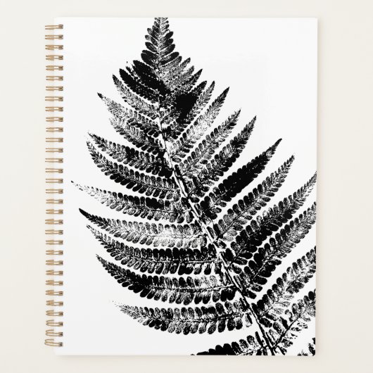 Zwart-wit Varen Leaf Print Planner (Voorkant)