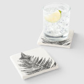 Zwart-wit Varen Leaf Print Stenen Onderzetter (Zijkant)
