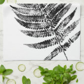 Zwart-wit Varen Leaf Print Theedoek (Gevouwen)