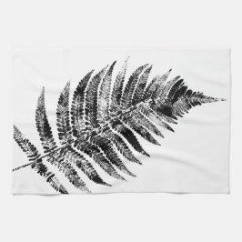 Zwart-wit Varen Leaf Print Theedoek