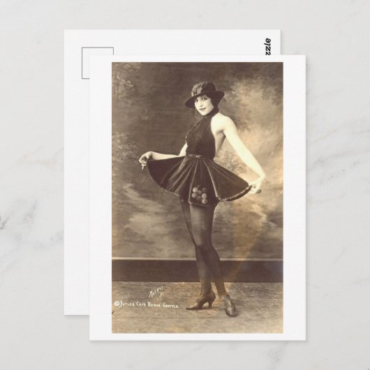  zwart-wit vaudeville danser briefkaart (Voorkant / Achterkant)