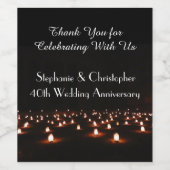 Zwart-wit Veel kaarsen Jubileum Party Wijn Etiket (Enkel label)