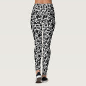 Zwart-wit veelhoekig patroon leggings (Achterkant)