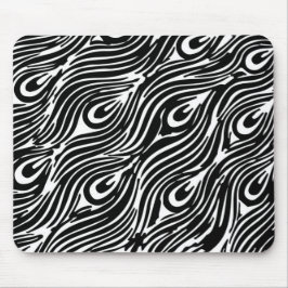 Zwart-wit veerpatroon muismat