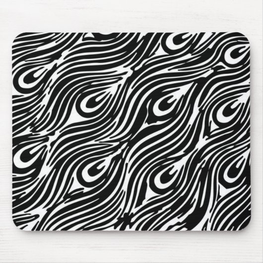 Zwart-wit veerpatroon muismat (Voorkant)