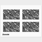 Zwart-wit veerpatroon rechthoekige sticker (Vel)