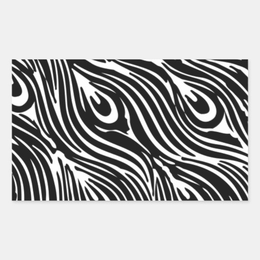 Zwart-wit veerpatroon rechthoekige sticker (Voorkant)