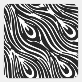 Zwart-wit veerpatroon vierkante sticker
