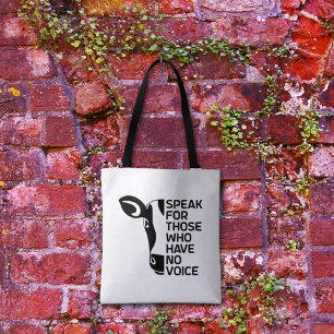 Zwart-wit veganistisch activisme tote bag