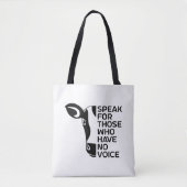 Zwart-wit veganistisch activisme tote bag (Voorkant)
