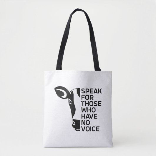 Zwart-wit veganistisch activisme tote bag (Voorkant)
