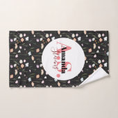 Zwart wit veld bloem monogram pickleball handdoek (Handdoek)