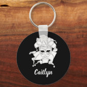 Zwart-wit Venetiaans carnival Masker, gepersonalis Sleutelhanger (Voorkant)