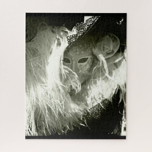 Zwart-wit Venetiaans masker Legpuzzel (Verticaal)
