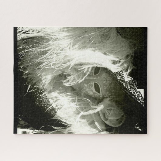 Zwart-wit Venetiaans masker Legpuzzel (Horizontaal)