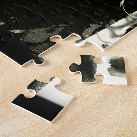 Zwart-wit Venetiaans masker Legpuzzel (Zijkant)