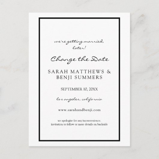 Zwart-wit Verander het Briefkaart Datum (Voorkant)