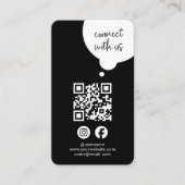 Zwart Wit Verbind Met Ons QR-Code Sociale Media Visitekaartje (Voorkant)