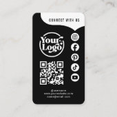 Zwart Wit Verbinding maken met ons QR Code 5 Socia Visitekaartje (Voorkant)