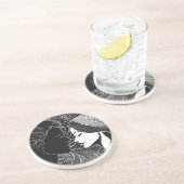 Zwart-wit verbinding: Silhouet liefhebbers Zandsteen Onderzetter (Zijkant)