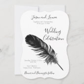 Zwart-wit veren minimalistische elegante kaart (Voorkant)