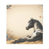Zwart-wit verf paard notitieblok (Voorkant)