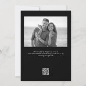 Zwart Wit Verfijnd Elegant Bloemen Bruiloft Kaart (Achterkant)