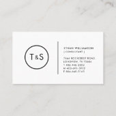 Zwart-wit Verfijnd Minimalistisch Monogram Visitekaartje (Achterkant)