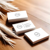 Zwart-wit Verfijnd Minimalistisch Monogram Visitekaartje