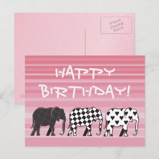 Zwart-wit verjaardag briefkaart (Voorkant / Achterkant)