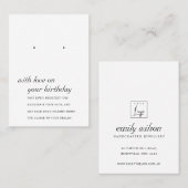 ZWART WIT VERJAARDAG VRIEND EARRING DISPLAY KAART PLAATSKAARTJE (Voorkant / Achterkant)