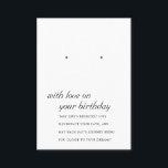 ZWART WIT VERJAARDAG VRIEND EARRING DISPLAY KAART PLAATSKAARTJE<br><div class="desc">Als u nog meer aanpassingen nodig hebt,  kunt u mij op yellowfebstudio@gmail.com vrij klikken.</div>