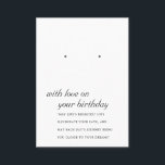 ZWART WIT VERJAARDAG VRIEND EARRING DISPLAY KAART PLAATSKAARTJE<br><div class="desc">Als u nog meer aanpassingen nodig hebt,  kunt u mij op yellowfebstudio@gmail.com vrij klikken.</div>