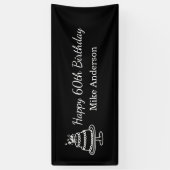 Zwart-wit verjaardagsfeestje voor mannen spandoek (Verticaal)