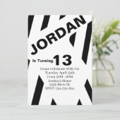 Zwart-wit verjaardagsuitnodiging sjabloon kaart (Staand voorkant)