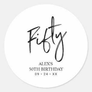 Zwart & Wit   Verlichting van Birthday Favor Dank  Ronde Sticker