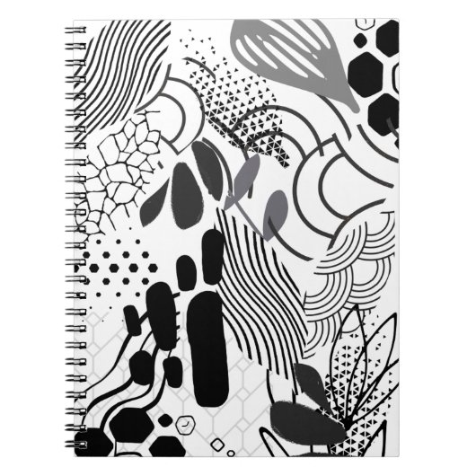 Zwart-wit & verloop abstract grafisch notitieboek (Voorkant)