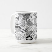 zwart, wit, verloop abstract ontwerp mok (Voorkant links)