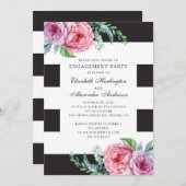 Zwart-wit verlovingsfeest. Roze boho floral Kaart (Voorkant / Achterkant)