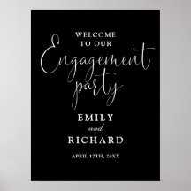 Zwart-wit verlovingsfeest welkomstbord